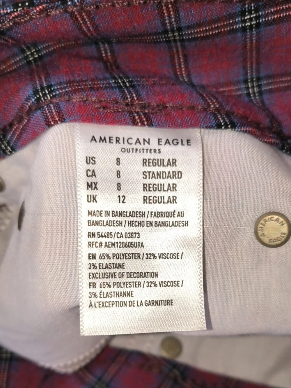 American Eagle Hi-Rise Mini Plaid Skirt Regular High Rise Size 8 New